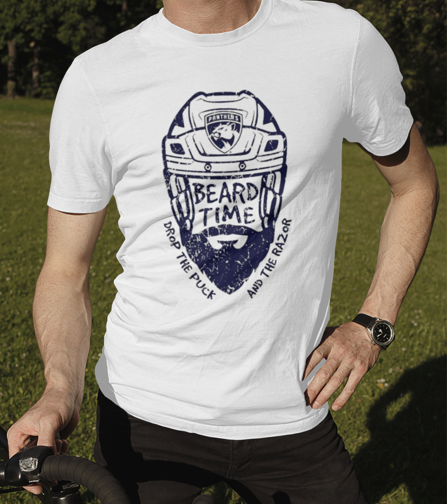 Florida Panthers Beard Time Drop The Puck And The Razor Hockey T-Shirt