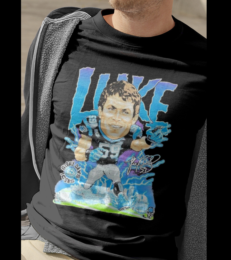 Luke Kuechly Carolina Panthers 59 Glory Days Icons Caricature T-Shirt