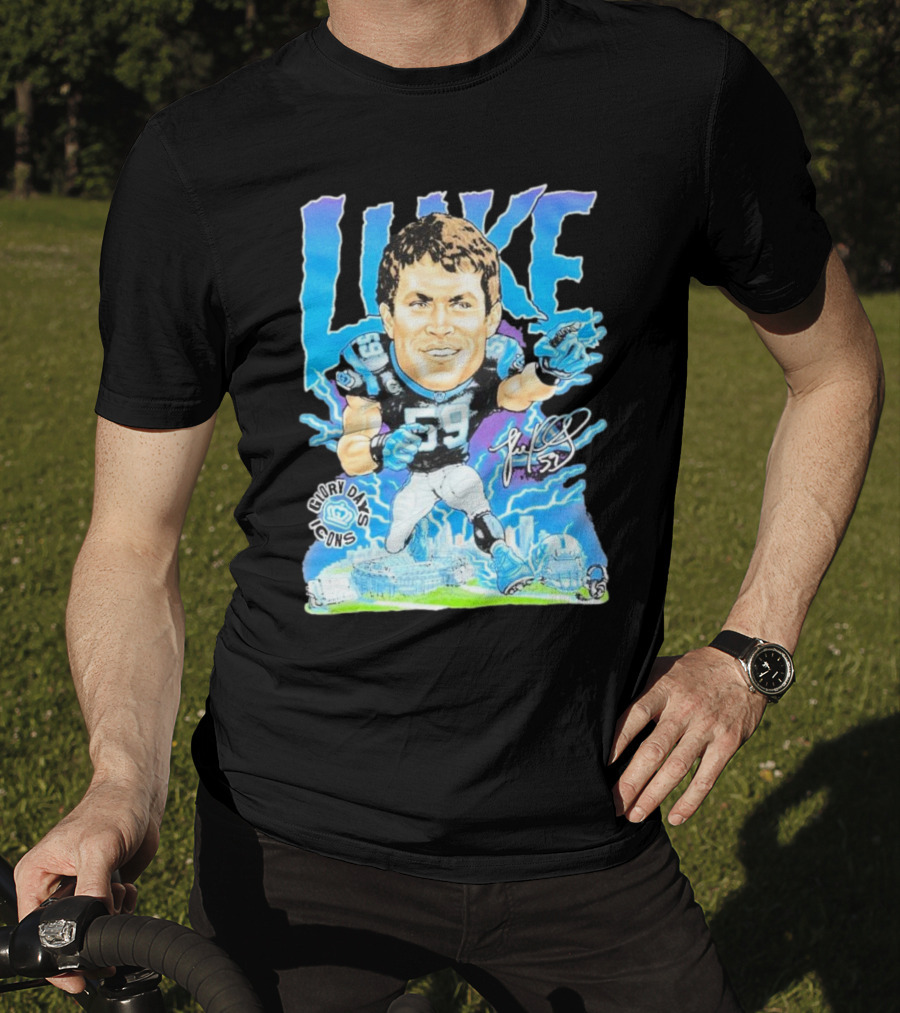 Luke Kuechly Carolina Panthers 59 Glory Days Icons Caricature T-Shirt