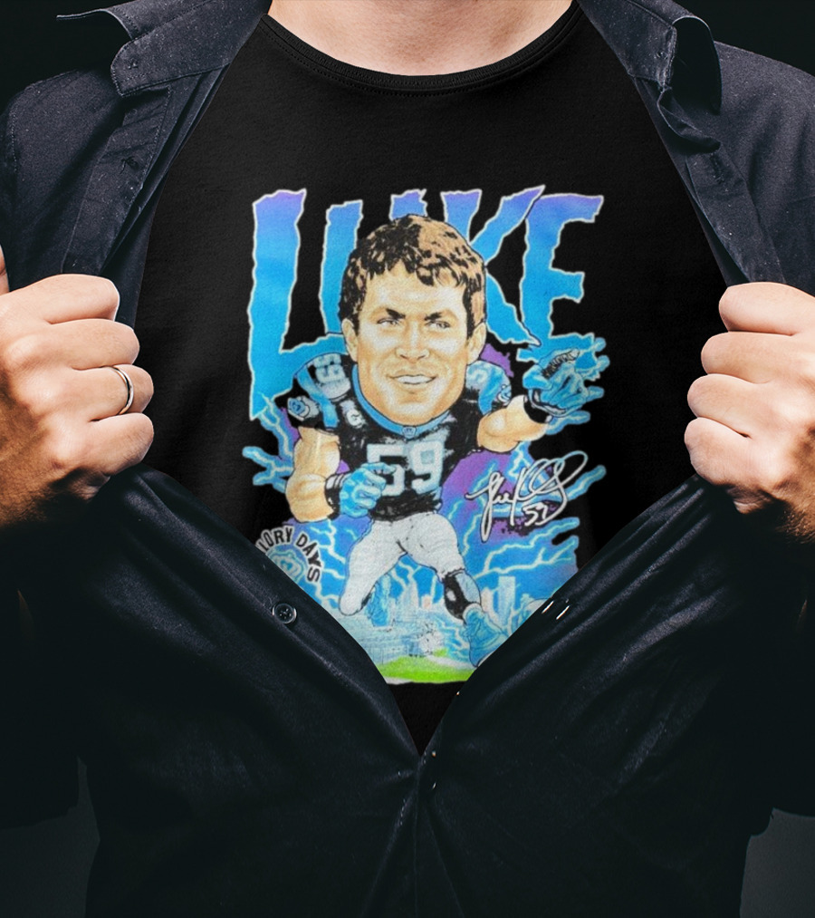 Luke Kuechly Carolina Panthers 59 Glory Days Icons Caricature T-Shirt