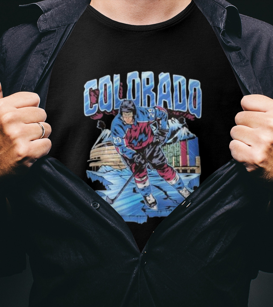 Colorado Avalanche Nathan MacKinnon Hockey 29 Ice Arena Colorado T-Shirt