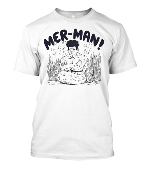 MER-MAN Cross-Armed Mermaid With Bubbles And Seaweed T-Shirt