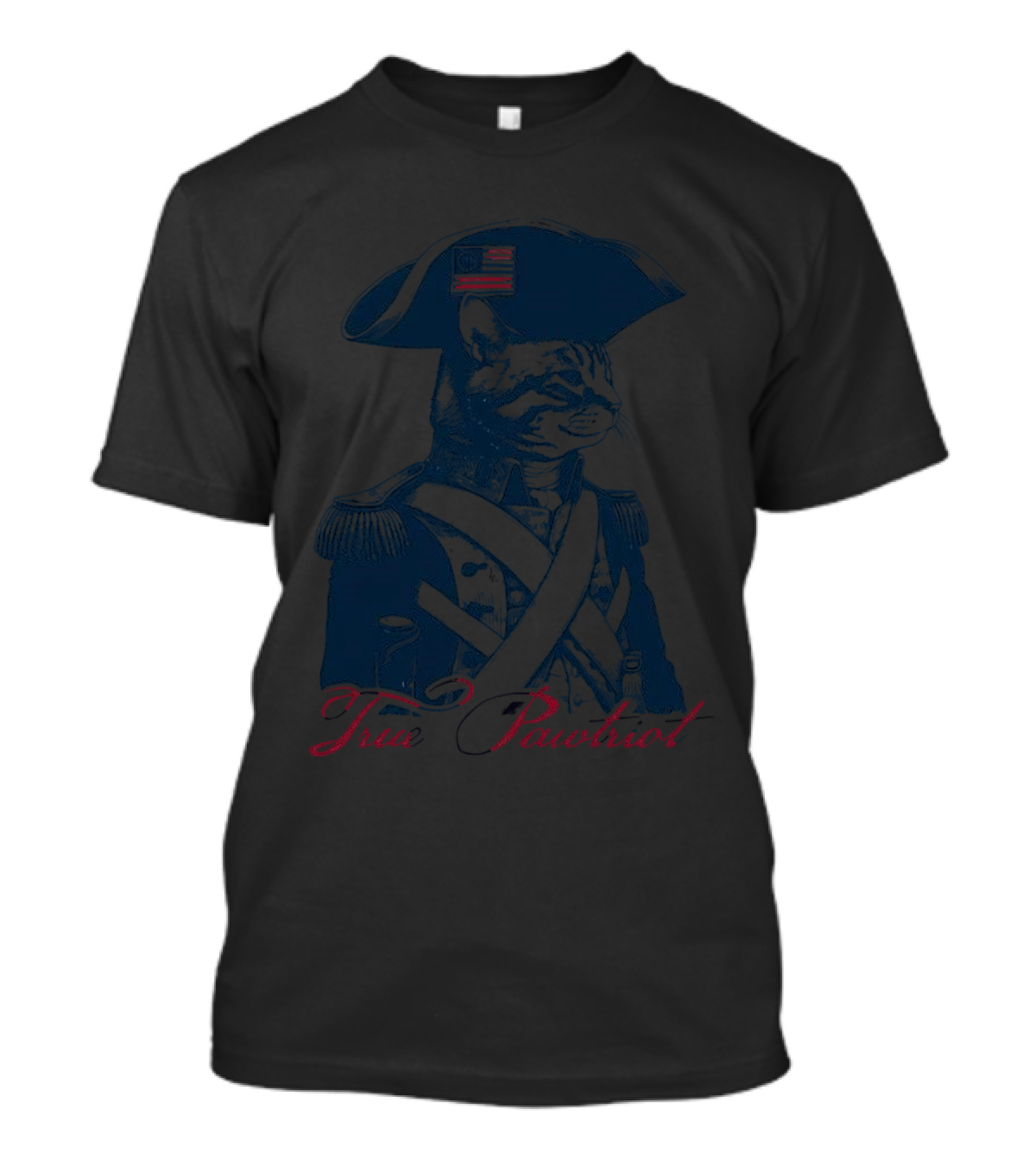 True Pawtriot Cat Colonial American Flag Hat Feline T-Shirt