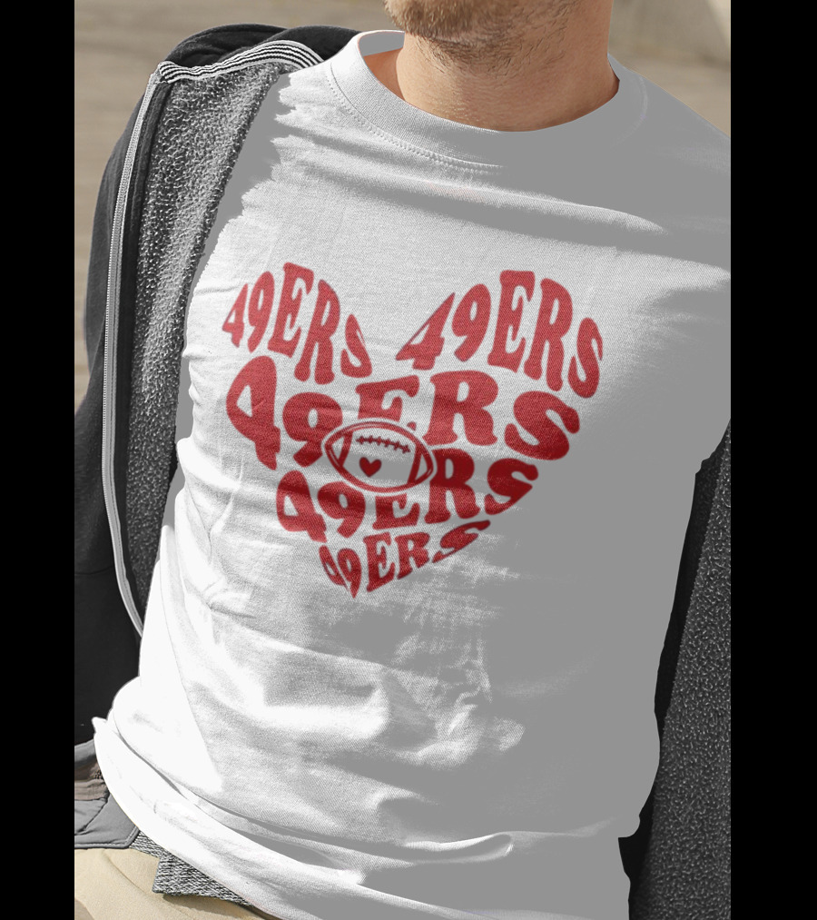 49ers Football Heart Typography T-Shirt