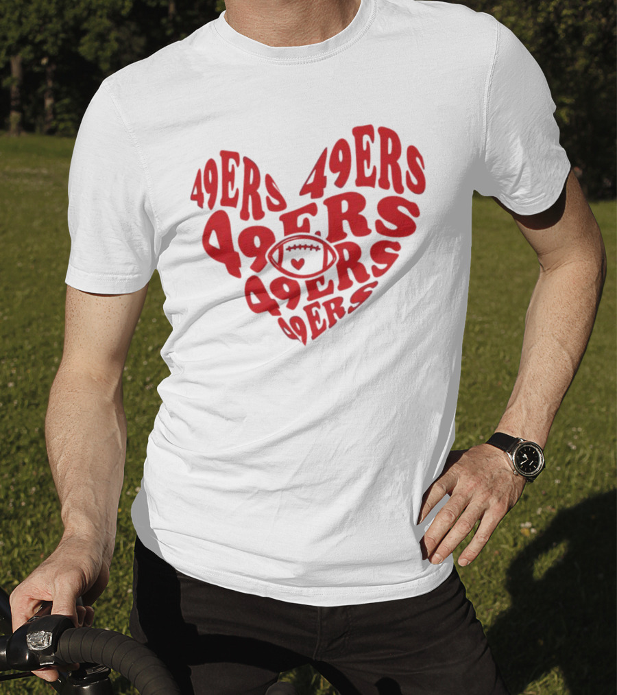 49ers Football Heart Typography T-Shirt