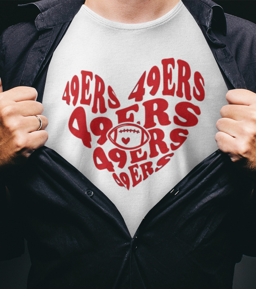 49ers Football Heart Typography T-Shirt