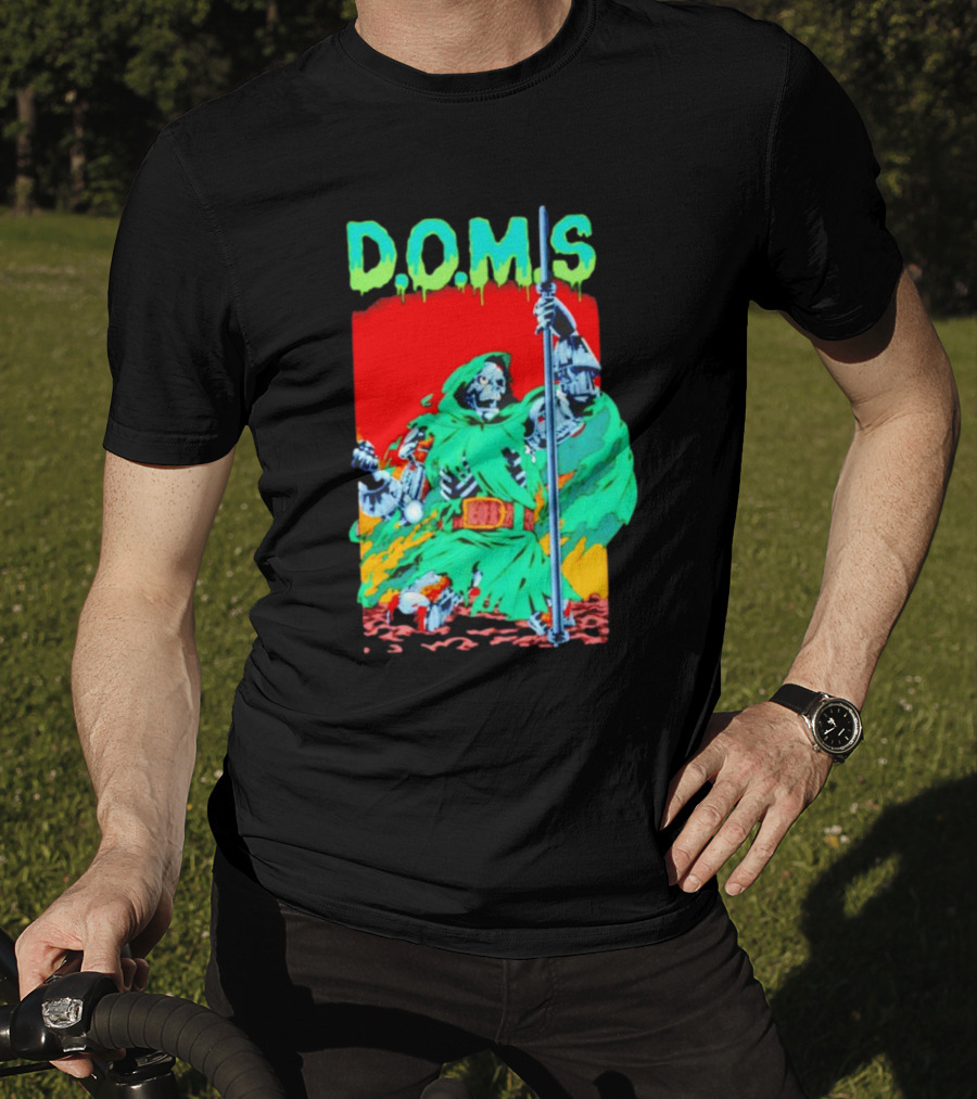 D.O.M.S Skeleton Warrior In Green Cloak Holding Staff T-Shirt