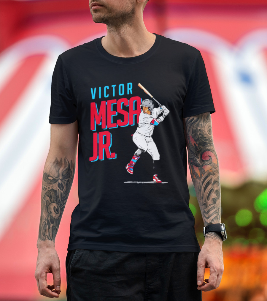 Victor Mesa Jr. Baseball Player with Bat and Colorful Socks T-Shirt