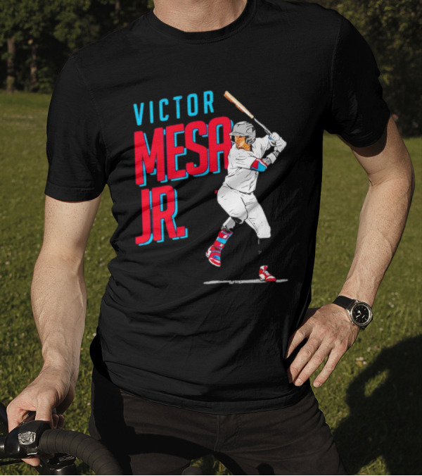 Victor Mesa Jr. Baseball Player With Bat And Colorful Socks T-Shirt