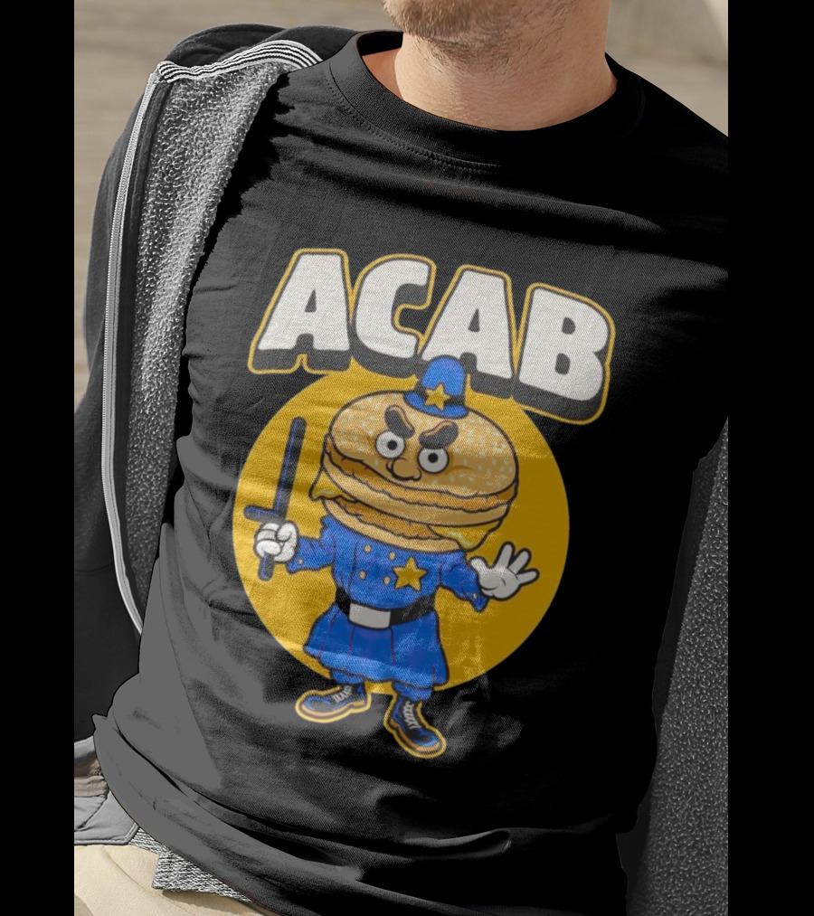 ACABurger Police Officer Burger Cartoon Character Iconic T-Shirt