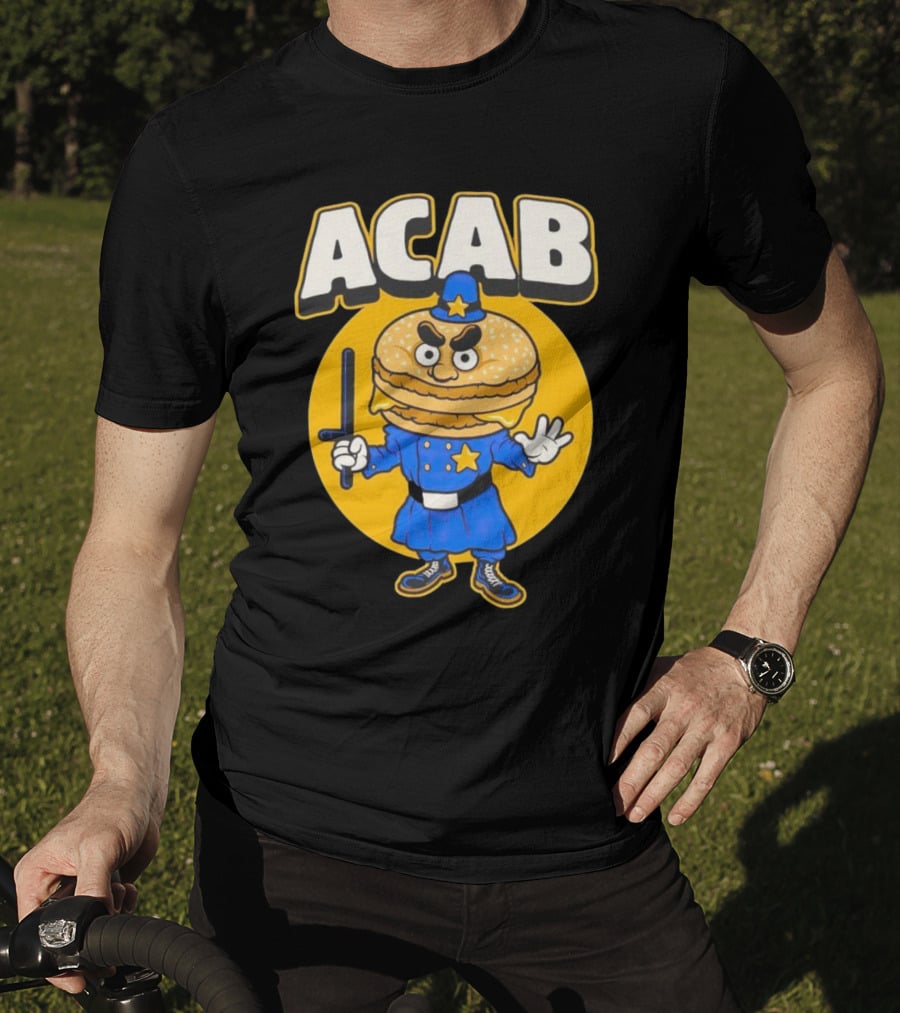 ACABurger Police Officer Burger Cartoon Character Iconic T-Shirt