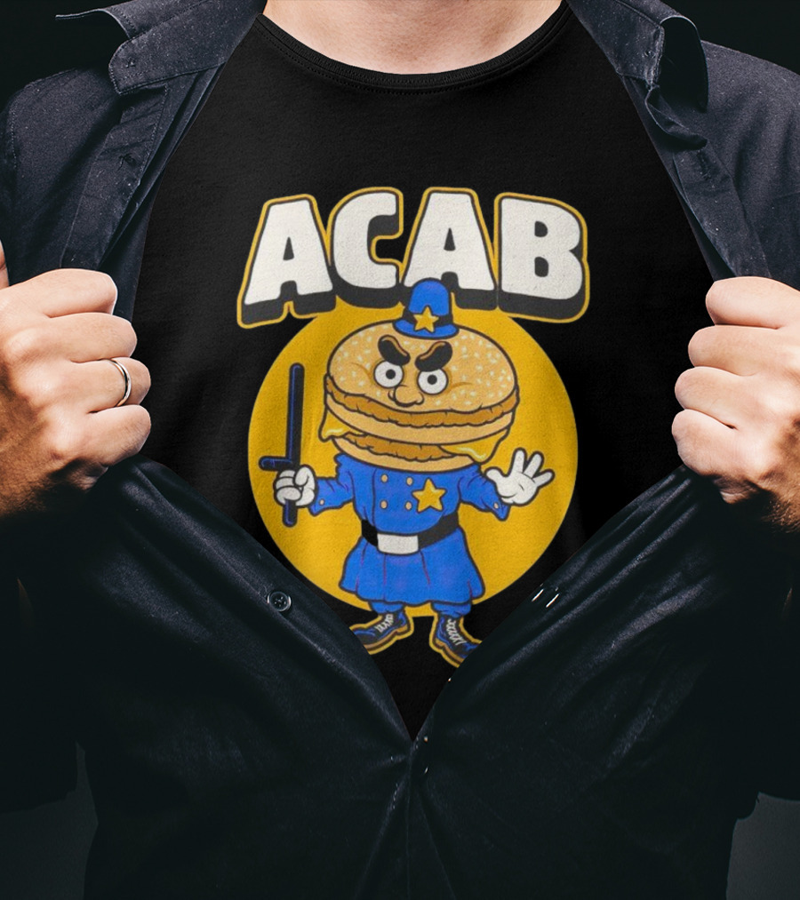 ACABurger Police Officer Burger Cartoon Character Iconic T-Shirt