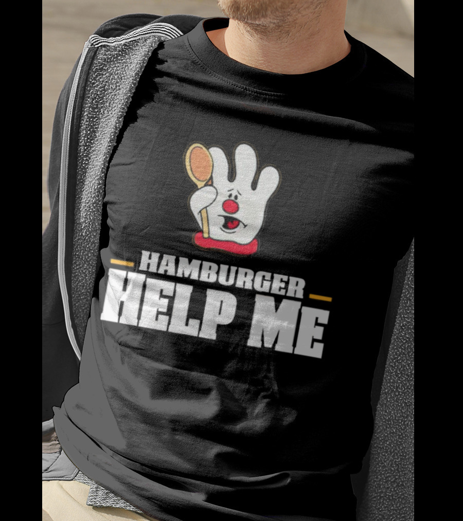 Hamburger Help Me Glove Holding Spoon Retro T-Shirt