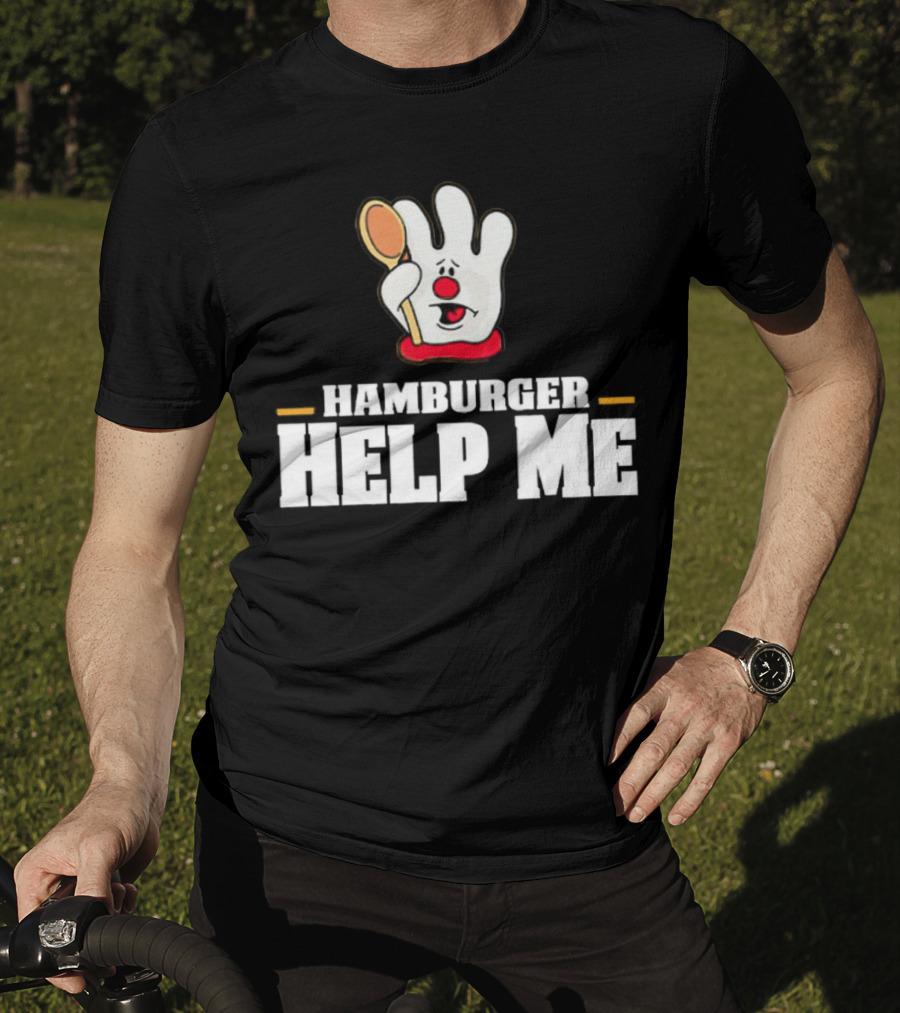 Hamburger Help Me Glove Holding Spoon Retro T-Shirt