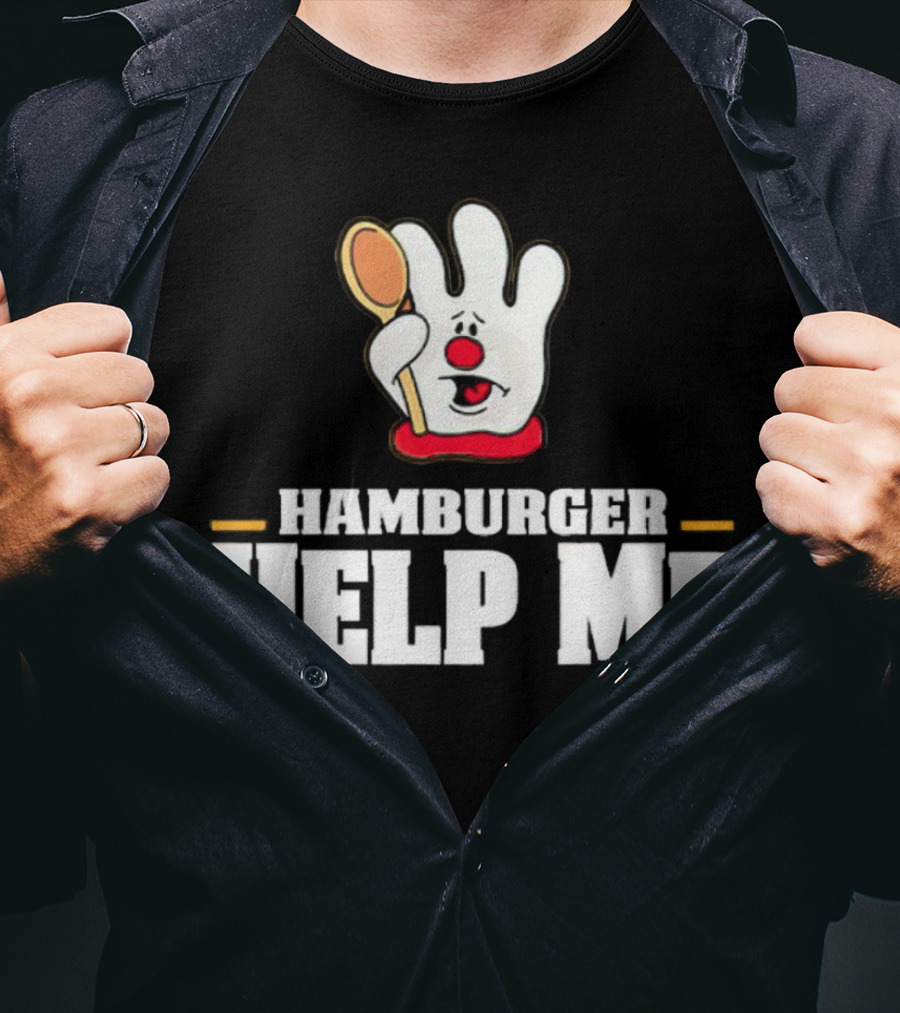 Hamburger Help Me Glove Holding Spoon Retro T-Shirt