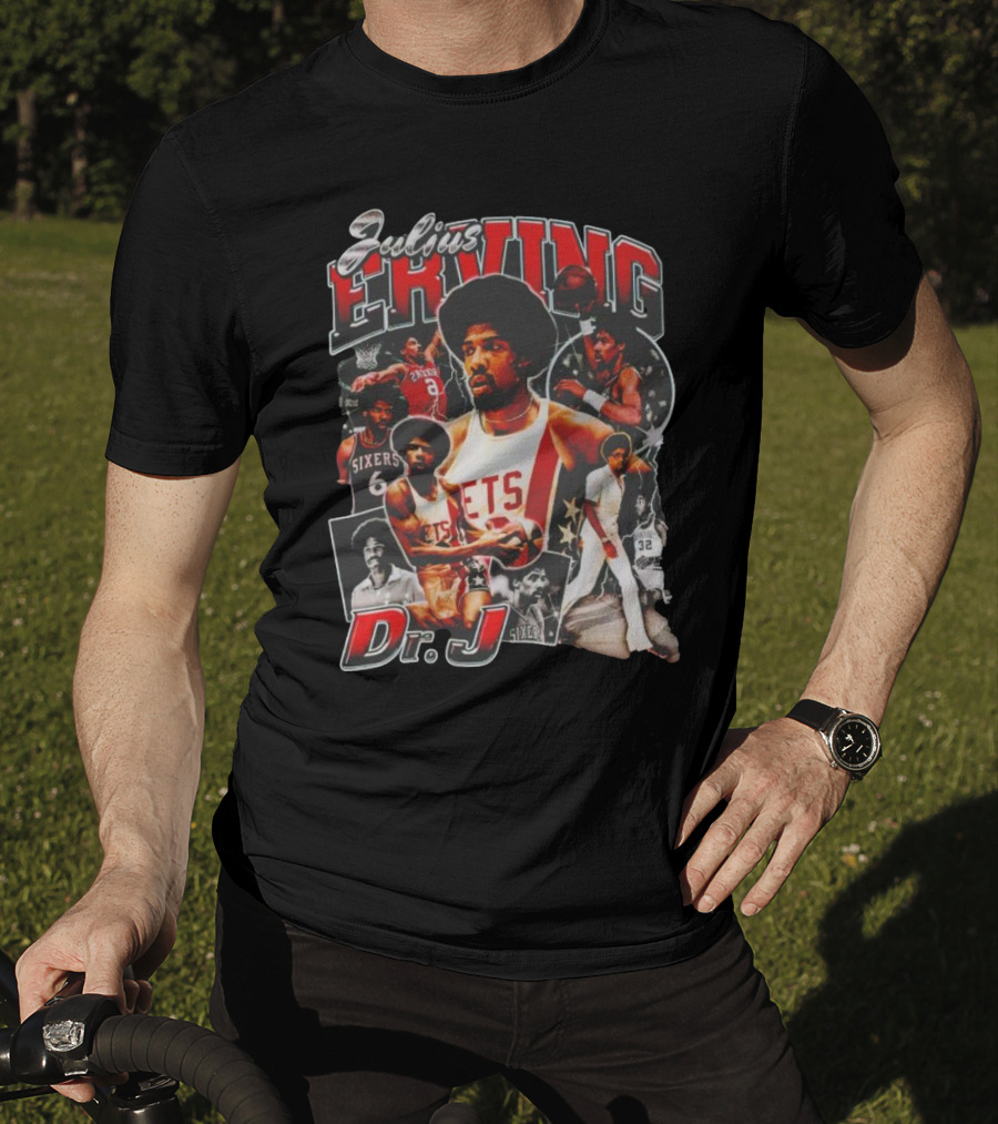 Julius Erving Dr J Sixers Nets Basketball Legend T-Shirt