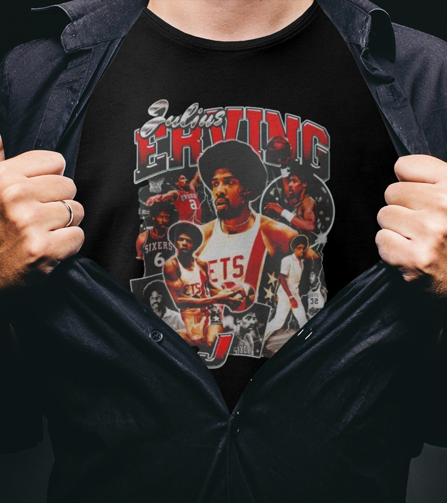 Julius Erving Dr J Sixers Nets Basketball Legend T-Shirt