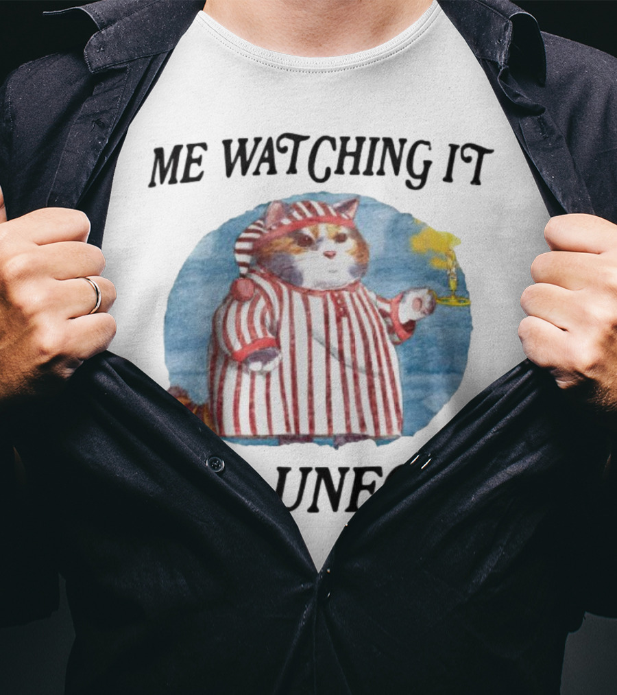 Me Watching It All Unfold Pajama Cat Holding Candle T-Shirt