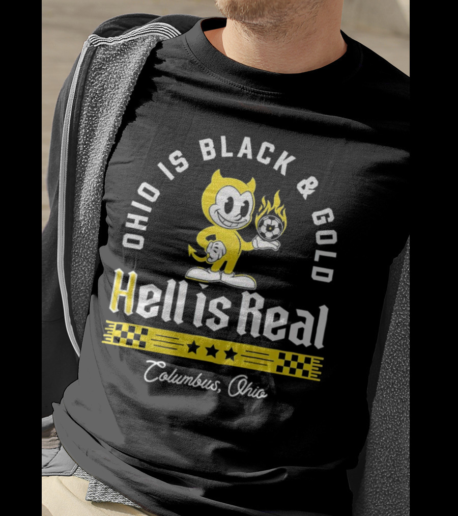 Ohio Is Black And Gold Hell Is Real Columbus Soccer Devil T-Shirt