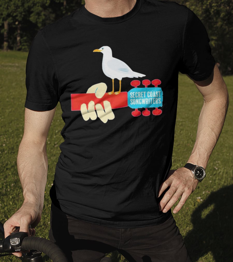 Secret Coast Songwriters Seagull On Red Guitar Neck T-Shirt