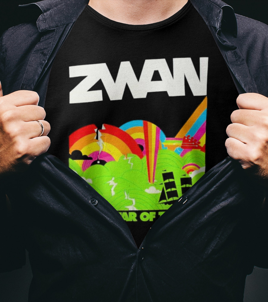 Zwan Mary Star Of The Sea Rainbow Waves Sailboat T-Shirt