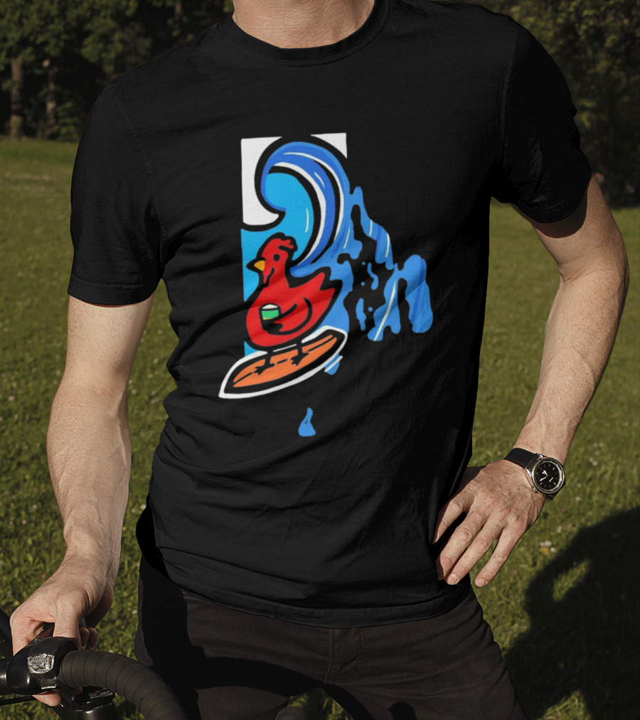 Rhode Island Surfing Chicken With Wave T-Shirt