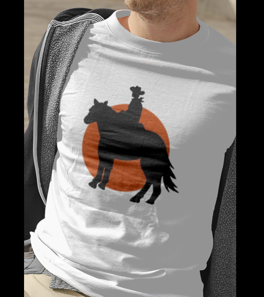 Alex Cowboy Bargain Silhouette Against Sunset T-Shirt