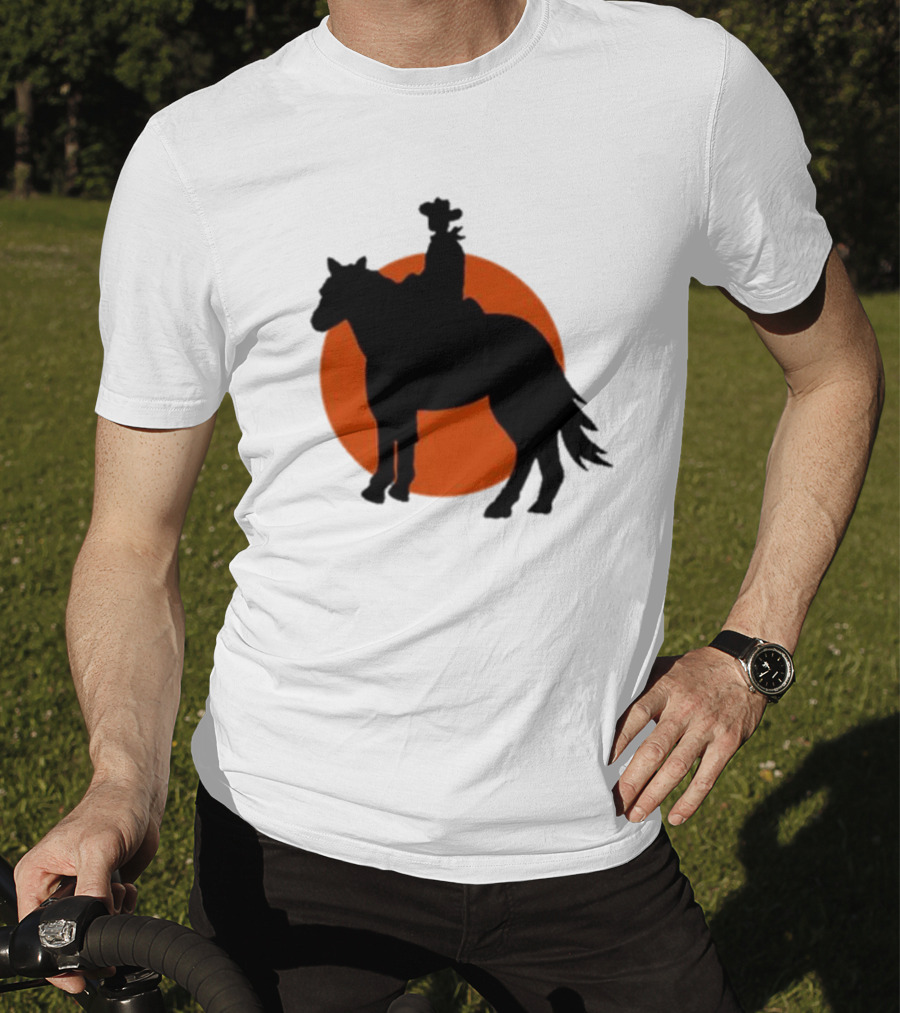 Alex Cowboy Bargain Silhouette Against Sunset T-Shirt