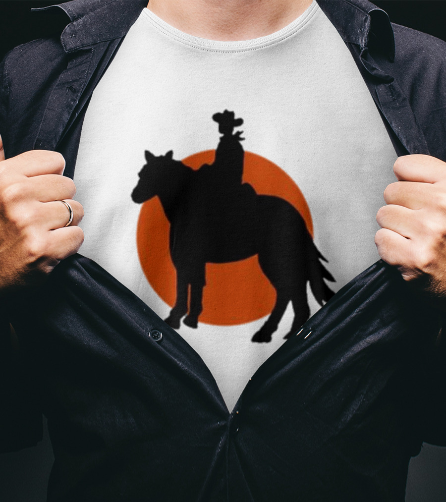 Alex Cowboy Bargain Silhouette Against Sunset T-Shirt
