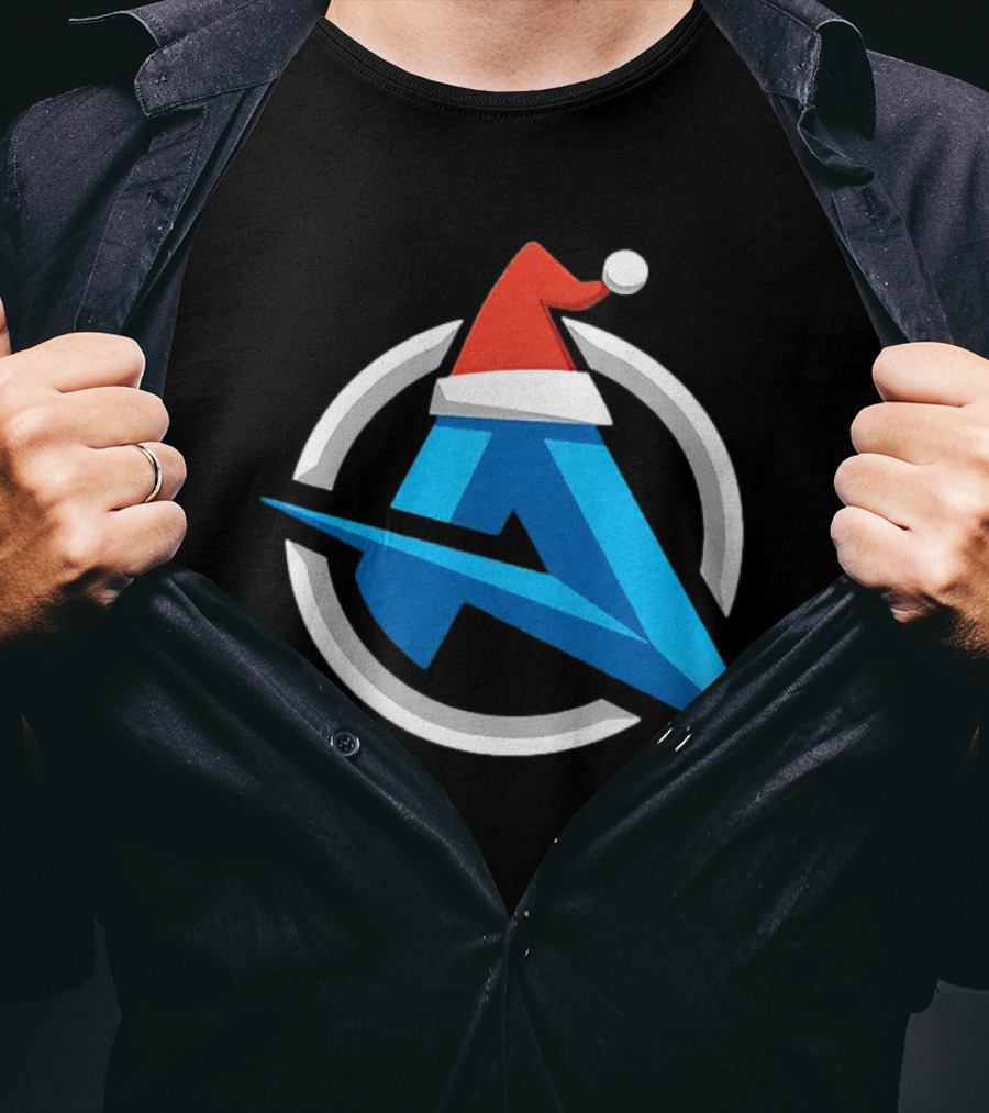 Alia Christmas Holiday Logo Santa Hat Blue A Icon Holiday T-Shirt