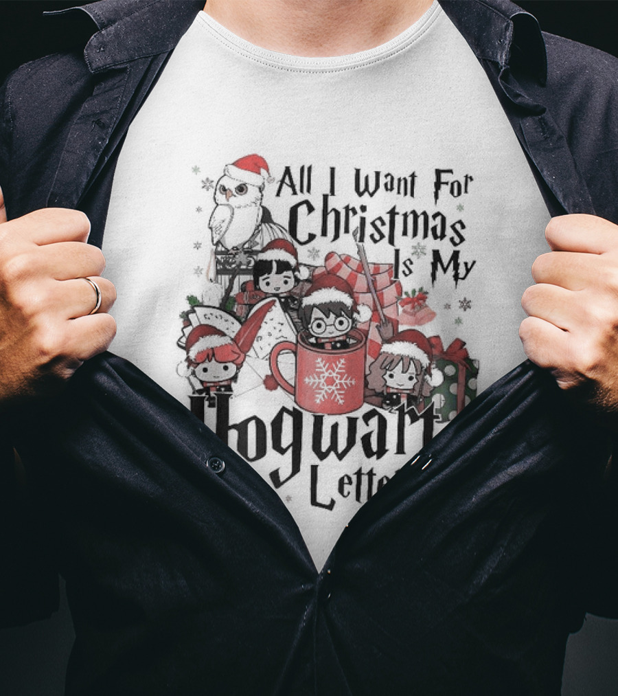 All I Want For Christmas Is My Hogwarts Letter Holiday Characters And Magical Creatures T-Shirt
