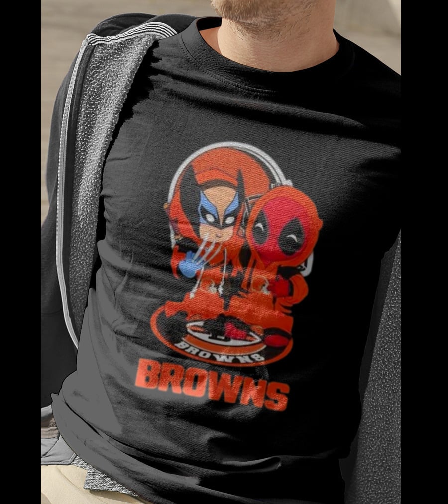 Cleveland Browns Marvel Wolverine Deadpool Browns Fans T-Shirt