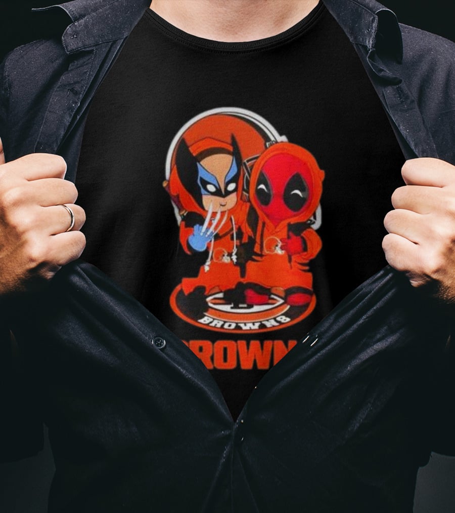 Cleveland Browns Marvel Wolverine Deadpool Browns Fans T-Shirt