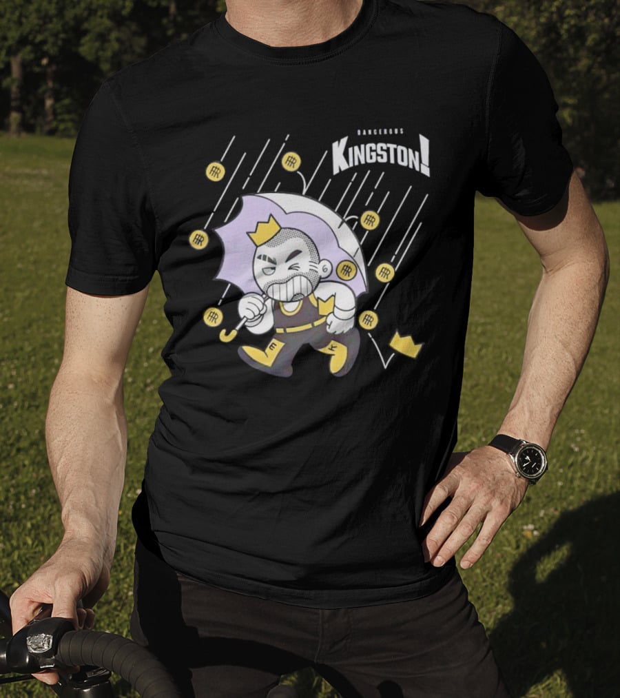 Dangerous Kingston Graphic With Umbrella And Crown Motif T-Shirt