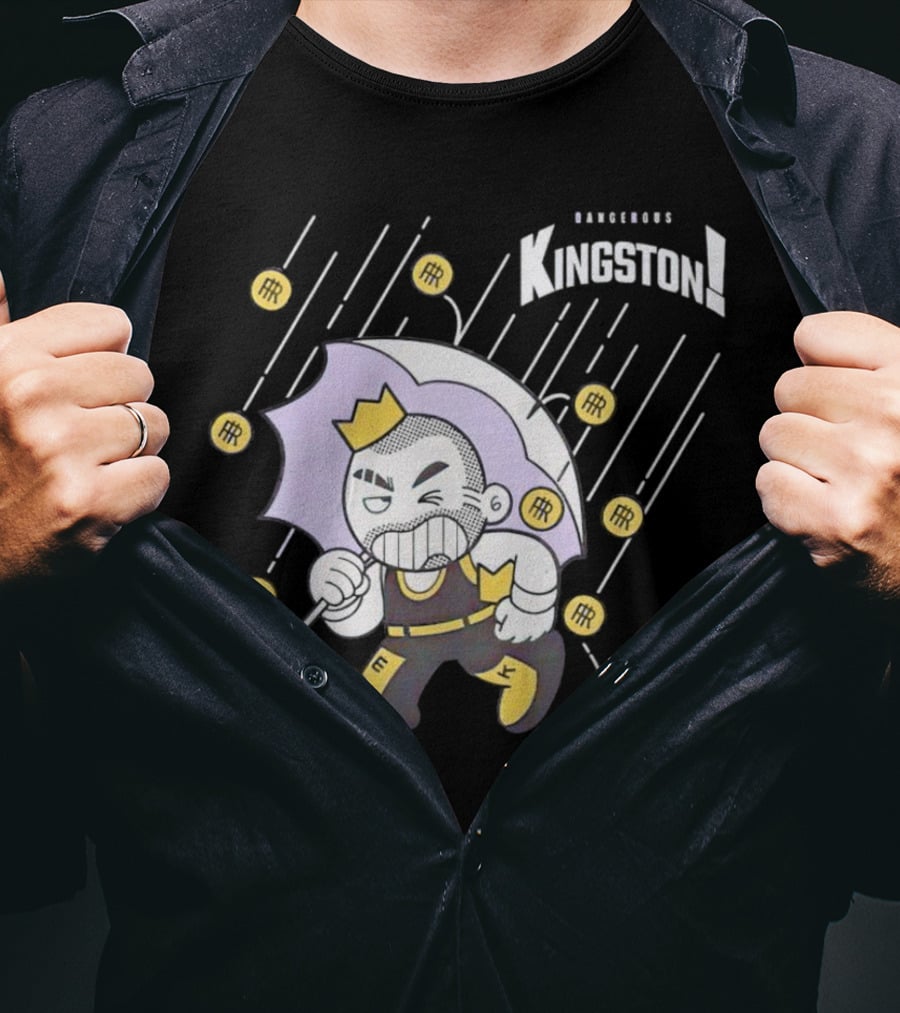 Dangerous Kingston Graphic With Umbrella And Crown Motif T-Shirt