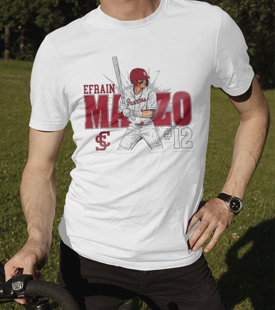 Efrain Manzo SCU Broncos Baseball #12 T-Shirt
