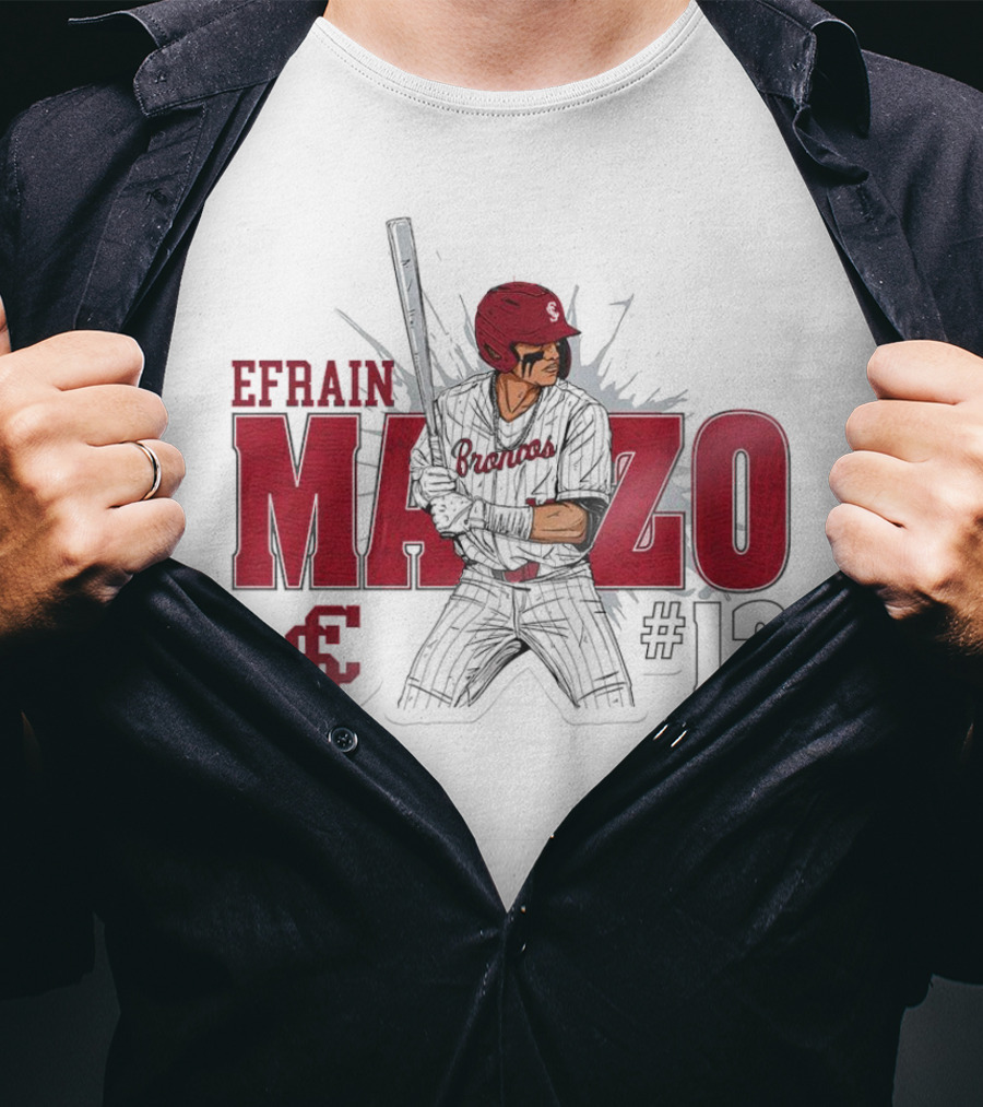 Efrain Manzo SCU Broncos Baseball #12 T-Shirt