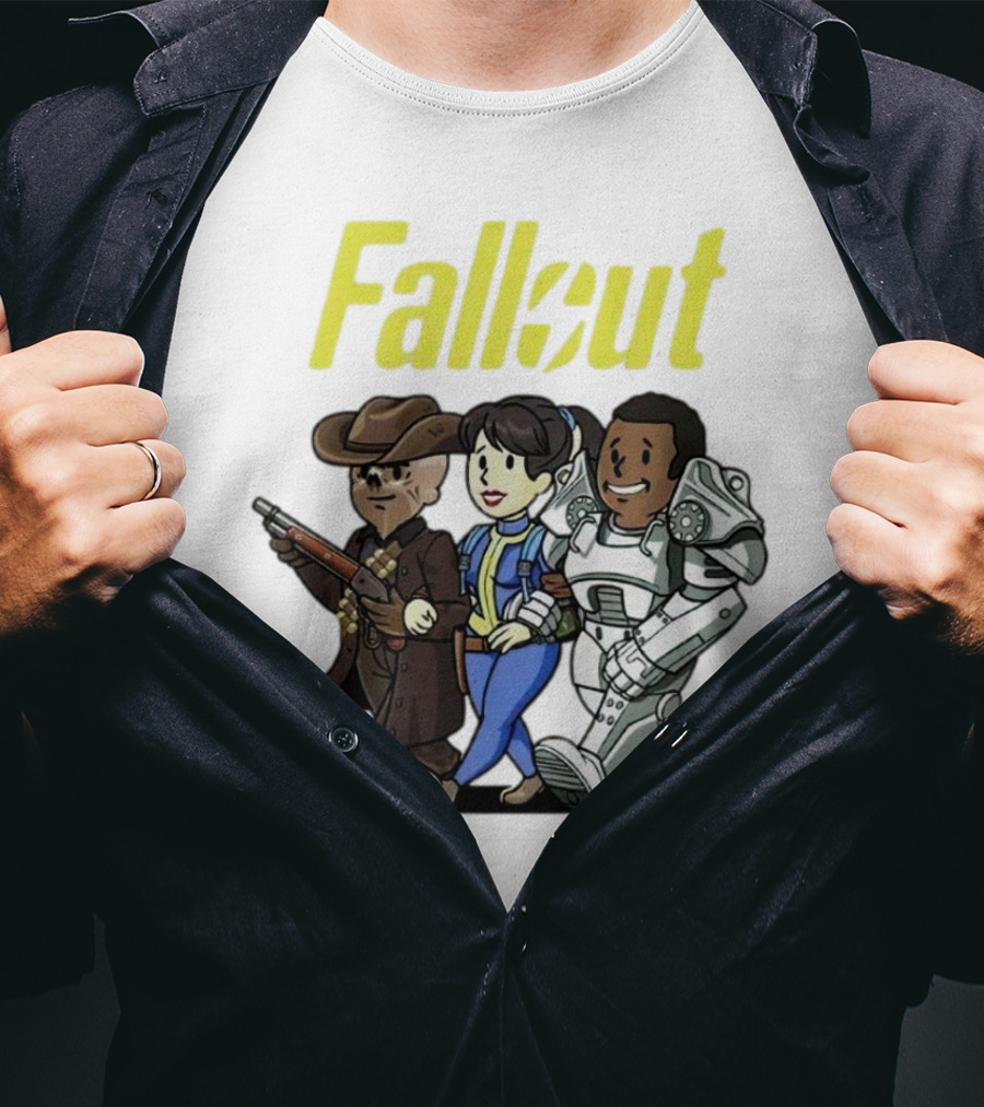 Fallout Cartoon Trio Vault Dweller Adventurers T-Shirt