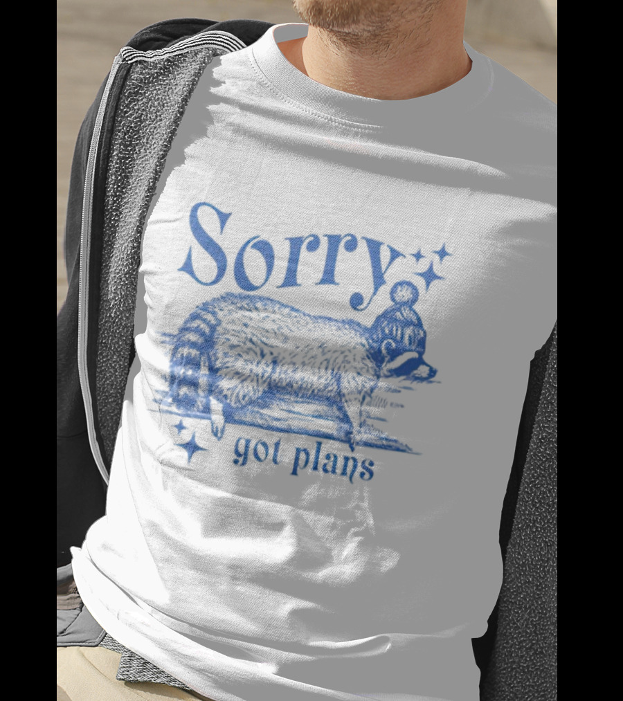 Sorry Got Plans Raccoon With Winter Hat And Stars T-Shirt