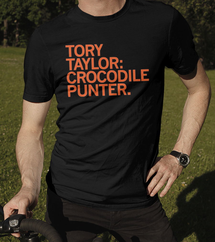 Tory Taylor Crocodile Punter Football Sports Fan Black T-Shirt