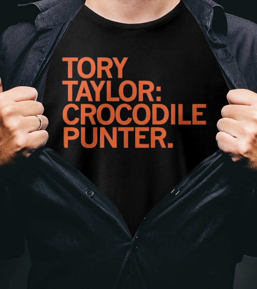 Tory Taylor Crocodile Punter Football Sports Fan Black T-Shirt