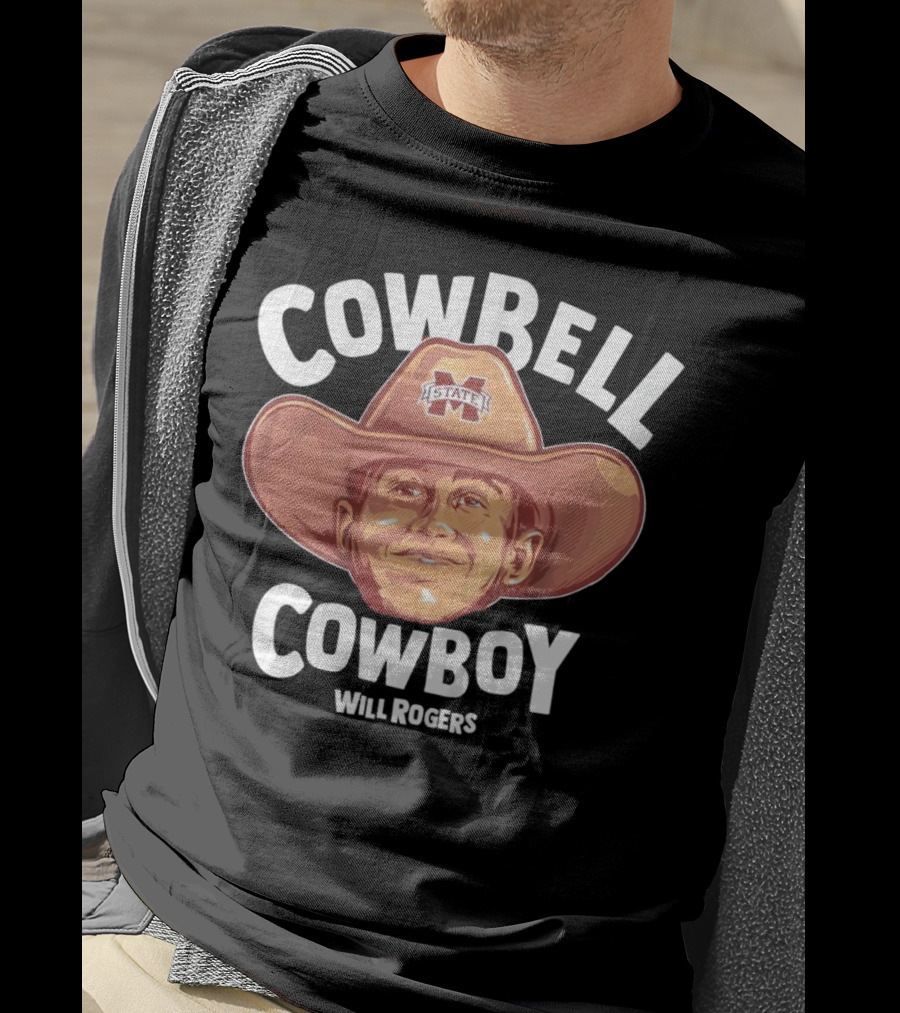 Cowbell Cowboy Will Rogers Mississippi State Bulldogs T-Shirt