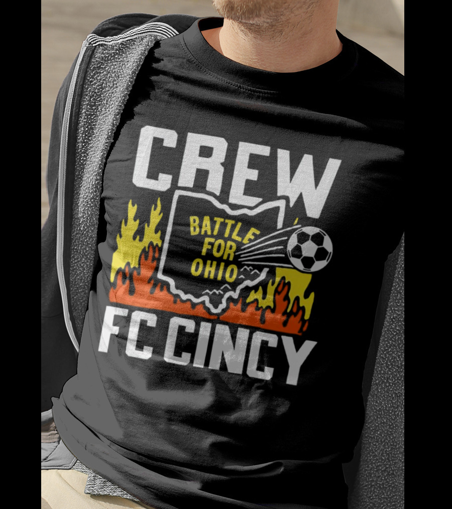 CREW Battle For Ohio FC Cincy Soccer Rivalry Flame Soccer Ball T-Shirt
