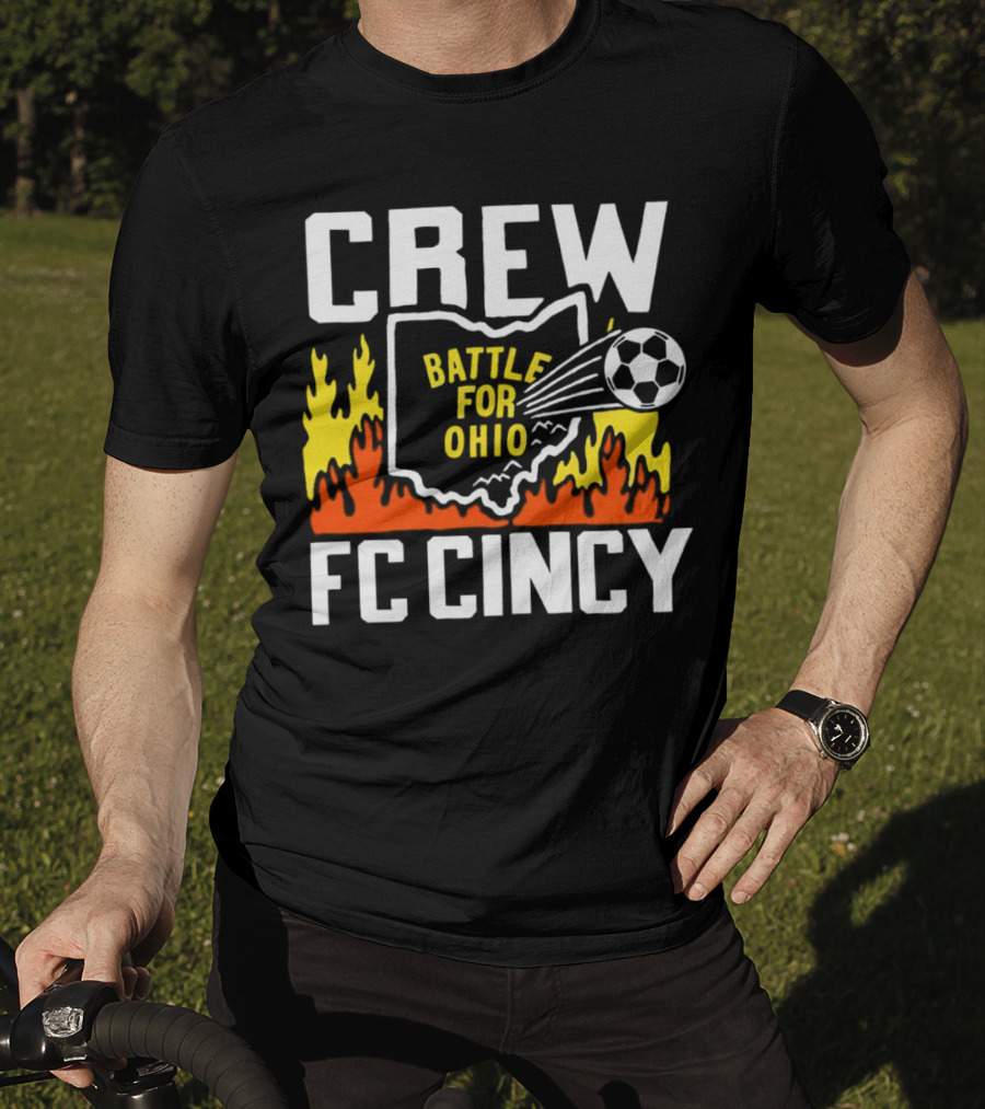 CREW Battle For Ohio FC Cincy Soccer Rivalry Flame Soccer Ball T-Shirt