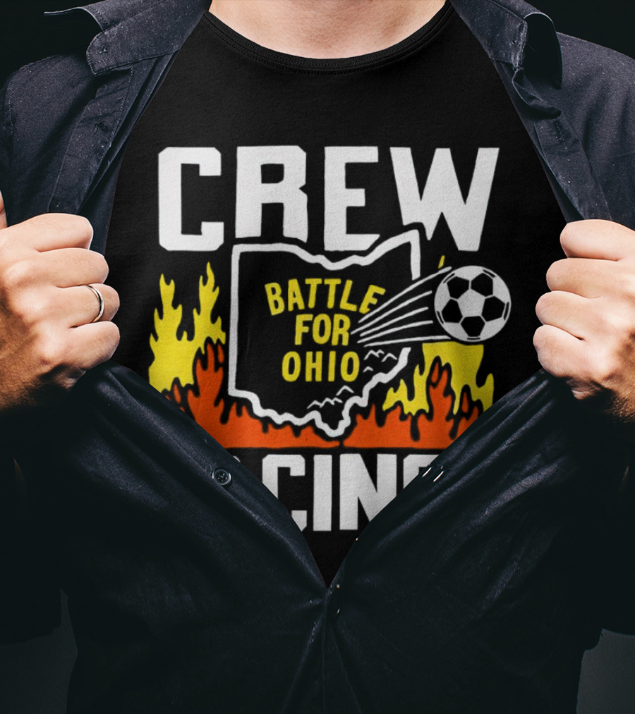 CREW Battle For Ohio FC Cincy Soccer Rivalry Flame Soccer Ball T-Shirt