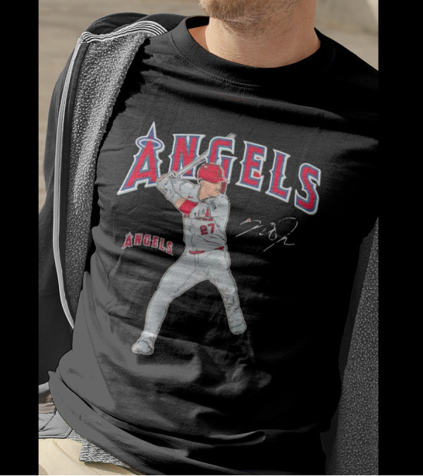 Mike Trout 27 Los Angeles Angels Swing Signature T-Shirt
