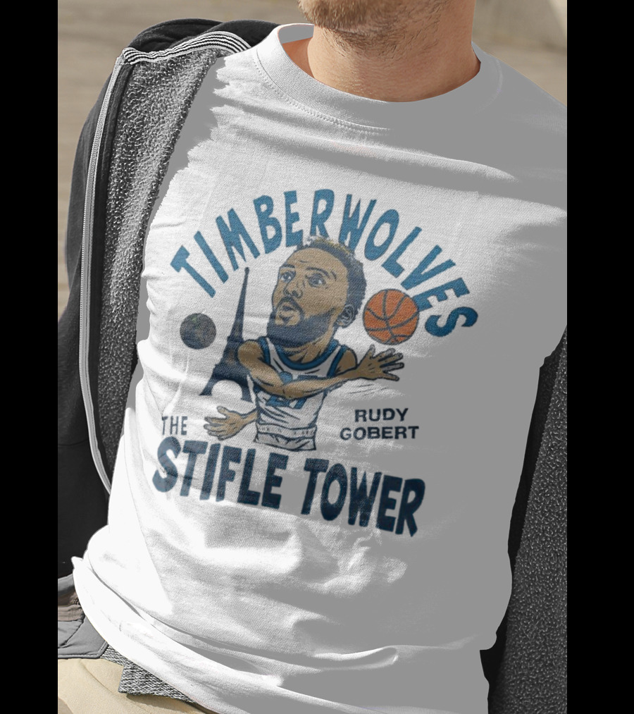 Timberwolves Rudy Gobert The Stifle Tower Basketball Player With Eiffel Tower And Basketball T-Shirt