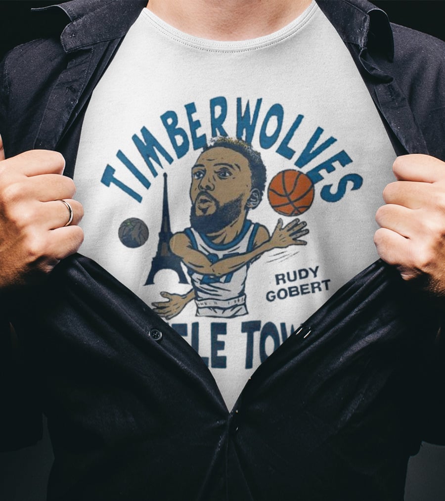 Timberwolves Rudy Gobert The Stifle Tower Basketball Player With Eiffel Tower And Basketball T-Shirt