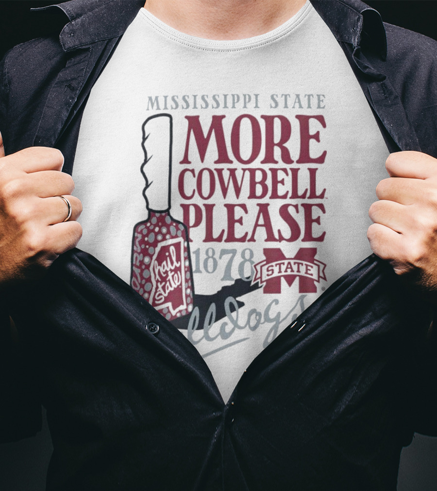 Mississippi State Bulldogs More Cowbell Please 1878 Vintage Cowbell T-Shirt