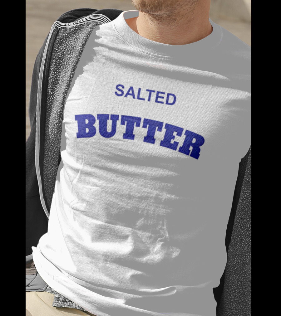 Salted Butter Bold Blue Arched Text T-Shirt